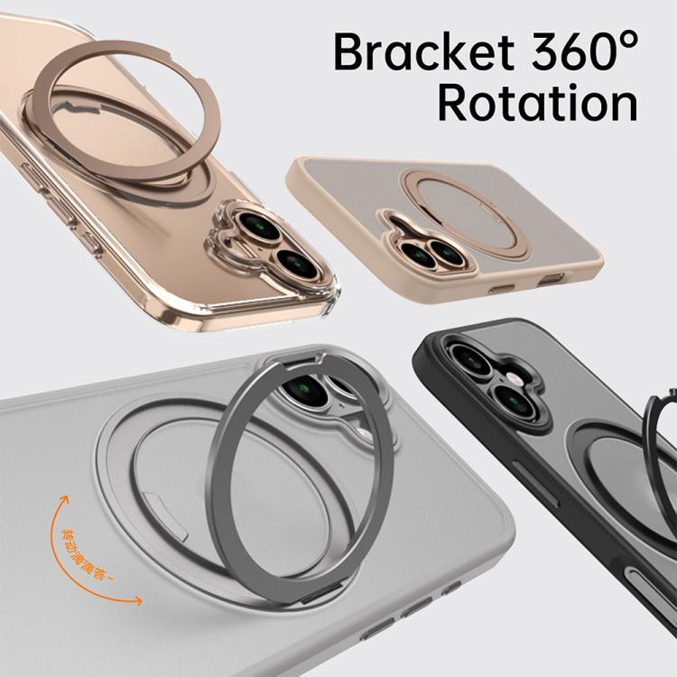 For iPhone 16 Kalebol Rotating Magnetic Holder MagSafe Phone Case(Transparent Silver) - iPhone 16 Cases by Kalebol | Online Shopping UK | buy2fix