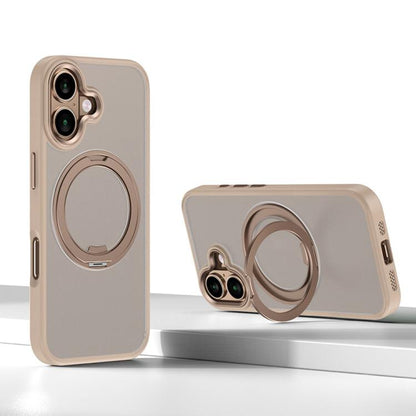 For iPhone 16 Plus Kalebol Rotating Magnetic Holder MagSafe Phone Case(Desert Gold) - iPhone 16 Plus Cases by Kalebol | Online Shopping UK | buy2fix