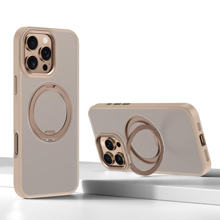 For iPhone 16 Pro Kalebol Rotating Magnetic Holder MagSafe Phone Case(Desert Gold) - iPhone 16 Pro Cases by Kalebol | Online Shopping UK | buy2fix