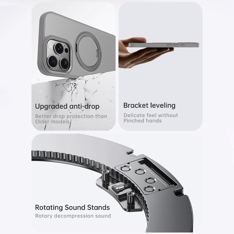 For iPhone 16 Pro Max Kalebol Rotating Magnetic Holder MagSafe Phone Case(Gray) - iPhone 16 Pro Max Cases by Kalebol | Online Shopping UK | buy2fix