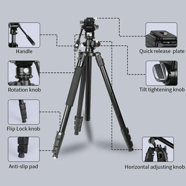JMARY KS355+HG60 360 Degree Panoramic Ball Head DSLR Camera 2-in-1 Monopod Tripod - Tripods by Jmary | Online Shopping UK | buy2fix