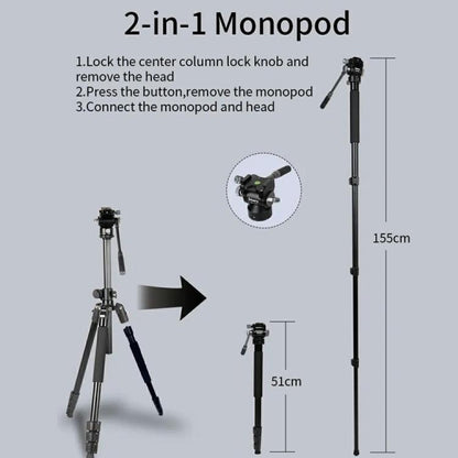 JMARY KS355+HG60 360 Degree Panoramic Ball Head DSLR Camera 2-in-1 Monopod Tripod - Tripods by Jmary | Online Shopping UK | buy2fix
