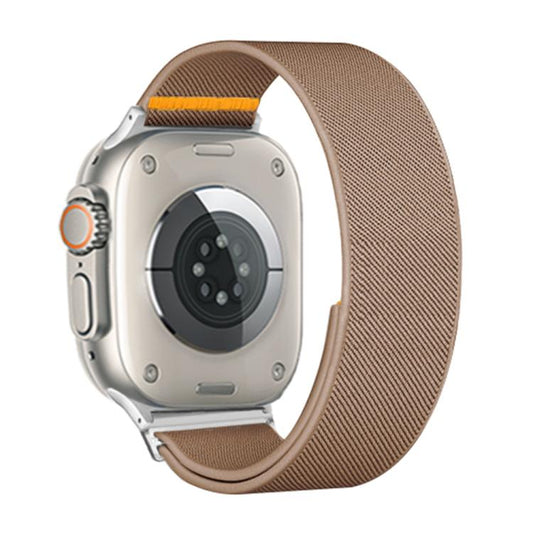 For Apple Watch 46mm / 49mm / 45mm / 44mm Adjustable Single Loop Elastic Nylon Watch Band(Milk Tea) - Watch Bands by buy2fix | Online Shopping UK | buy2fix