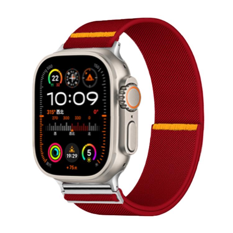 For Apple Watch 46mm / 49mm / 45mm / 44mm Adjustable Single Loop Elastic Nylon Watch Band(Red) - Watch Bands by buy2fix | Online Shopping UK | buy2fix