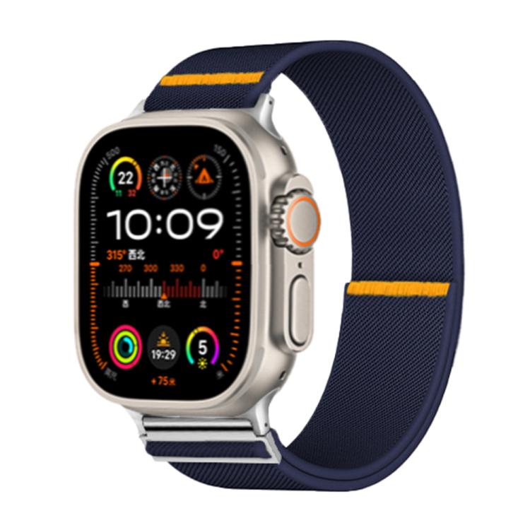 For Apple Watch 46mm / 49mm / 45mm / 44mm Adjustable Single Loop Elastic Nylon Watch Band(Dark Blue) - Watch Bands by buy2fix | Online Shopping UK | buy2fix