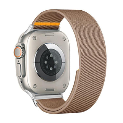 For Apple Watch 42mm / 41mm / 40mm / 38mm Adjustable Single Loop Elastic Nylon Watch Band(Milk Tea) - Watch Bands by buy2fix | Online Shopping UK | buy2fix
