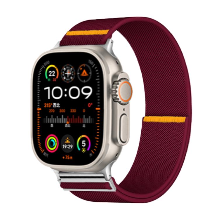 For Apple Watch 42mm / 41mm / 40mm / 38mm Adjustable Single Loop Elastic Nylon Watch Band(Burgundy) - Watch Bands by buy2fix | Online Shopping UK | buy2fix
