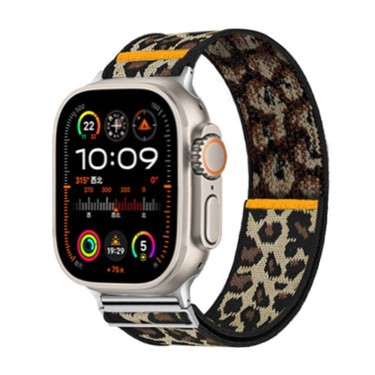 For Apple Watch 42mm / 41mm / 40mm / 38mm Adjustable Single Loop Elastic Nylon Watch Band(Leopard Print) - Watch Bands by buy2fix | Online Shopping UK | buy2fix