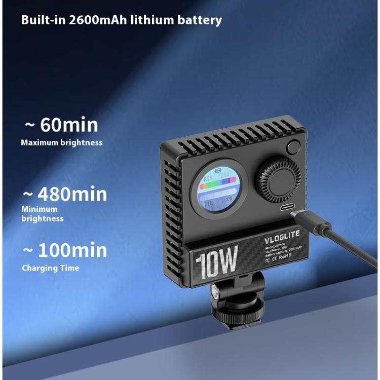 VLOGLITE K10RGB Ultra Thin Pocket Size RGB LED Camera Light Photography Videography Selfie Light -  by VLOGLITE | Online Shopping UK | buy2fix