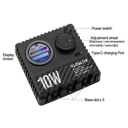 VLOGLITE K10RGB Ultra Thin Pocket Size RGB LED Camera Light Photography Videography Selfie Light -  by VLOGLITE | Online Shopping UK | buy2fix