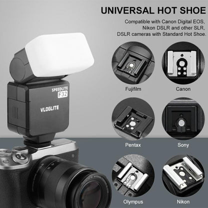 VLOGLITE F32 For Fuji Nikon Canon Sony DSLR Camera External Flash Light Portable Hot Shoe Light -  by VLOGLITE | Online Shopping UK | buy2fix