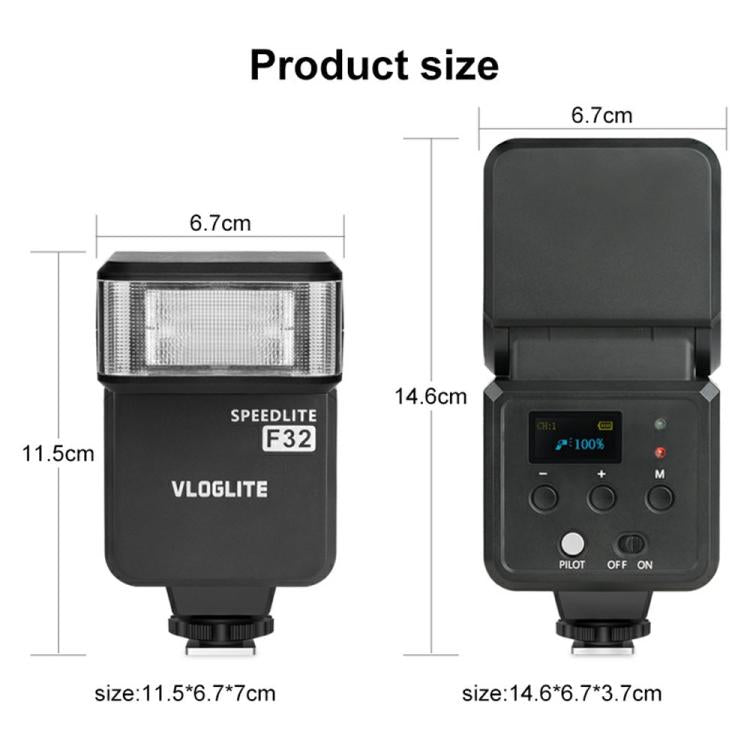 VLOGLITE F32 For Fuji Nikon Canon Sony DSLR Camera External Flash Light Portable Hot Shoe Light -  by VLOGLITE | Online Shopping UK | buy2fix