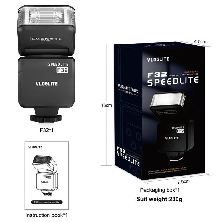 VLOGLITE F32 For Fuji Nikon Canon Sony DSLR Camera External Flash Light Portable Hot Shoe Light -  by VLOGLITE | Online Shopping UK | buy2fix