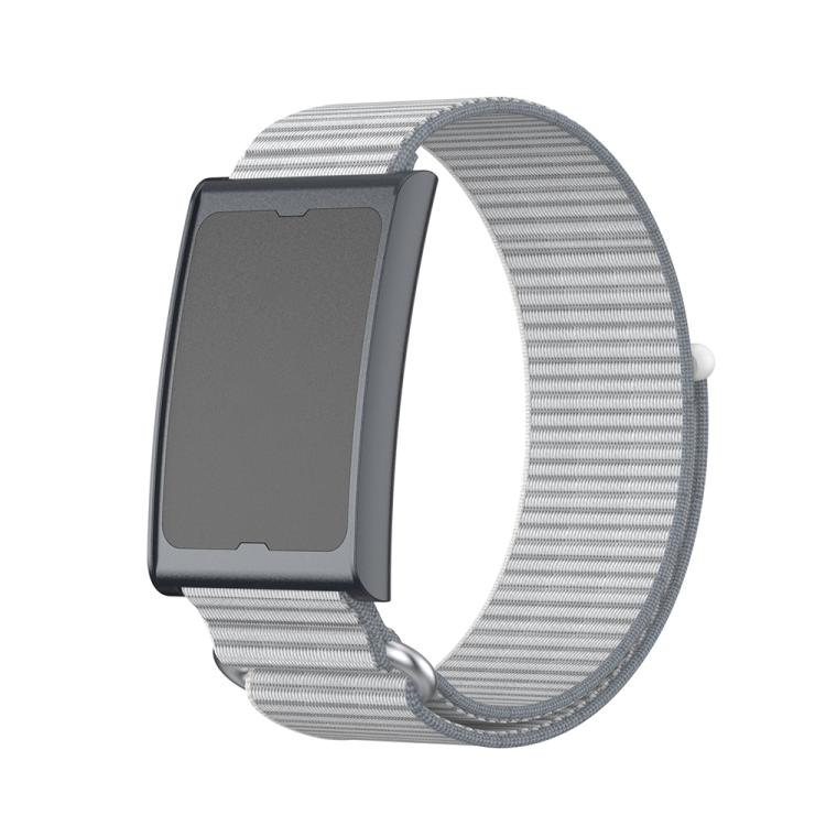For Amazfit Helio Strap Metal Ring Two Sections Nylon Hook and Loop Fastener Watch Band(Dome Gray) - Watch Bands by buy2fix | Online Shopping UK | buy2fix