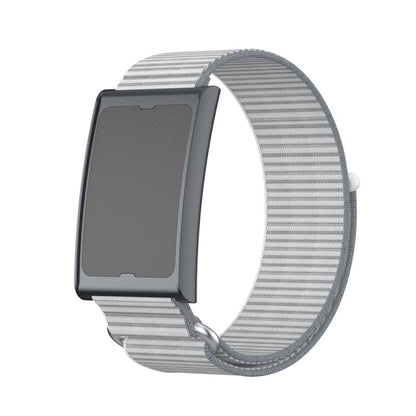 For Amazfit Helio Strap Metal Ring Two Sections Nylon Hook and Loop Fastener Watch Band(Dome Gray) - Watch Bands by buy2fix | Online Shopping UK | buy2fix