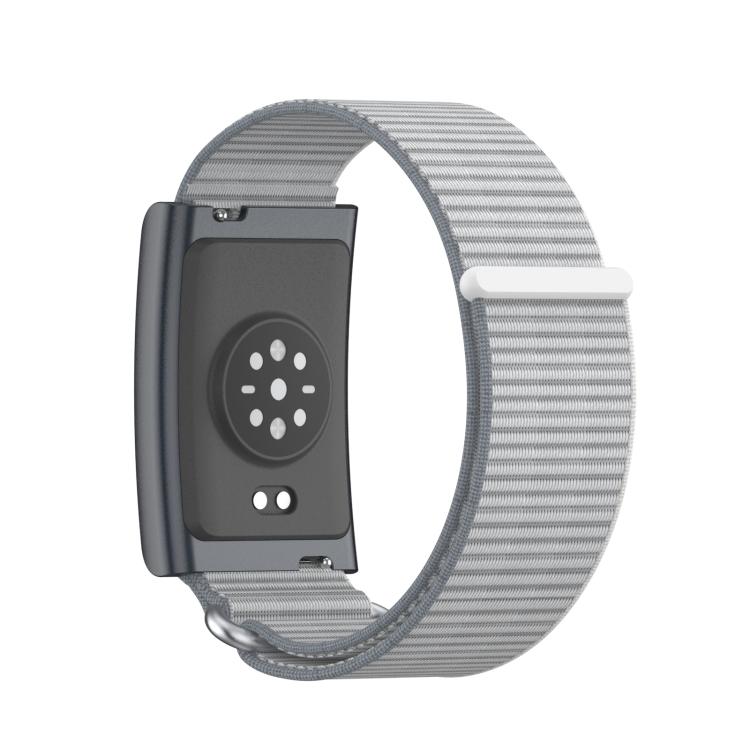 For Amazfit Helio Strap Metal Ring Two Sections Nylon Hook and Loop Fastener Watch Band(Dome Gray) - Watch Bands by buy2fix | Online Shopping UK | buy2fix