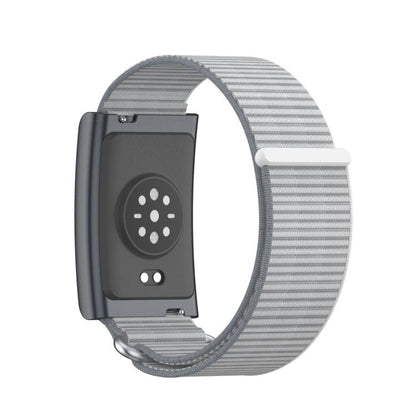 For Amazfit Helio Strap Metal Ring Two Sections Nylon Hook and Loop Fastener Watch Band(Dome Gray) - Watch Bands by buy2fix | Online Shopping UK | buy2fix