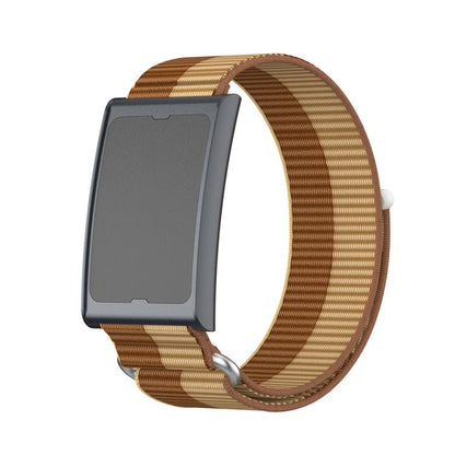 For Amazfit Helio Strap Metal Ring Two Sections Nylon Hook and Loop Fastener Watch Band(Brown) - Watch Bands by buy2fix | Online Shopping UK | buy2fix