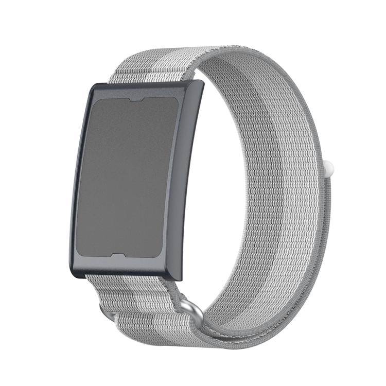 For Amazfit Helio Strap Metal Ring Two Sections Nylon Hook and Loop Fastener Watch Band(Phantom Silver) - Watch Bands by buy2fix | Online Shopping UK | buy2fix