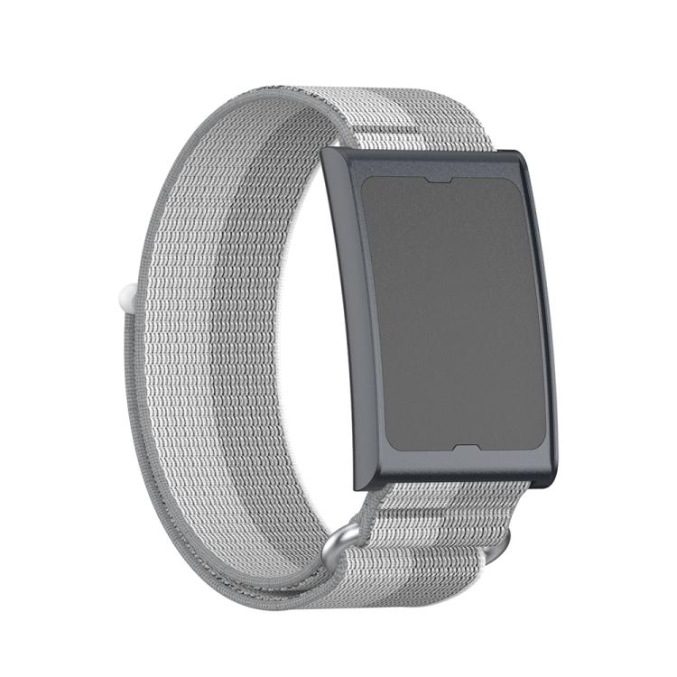 For Amazfit Helio Strap Metal Ring Two Sections Nylon Hook and Loop Fastener Watch Band(Phantom Silver) - Watch Bands by buy2fix | Online Shopping UK | buy2fix