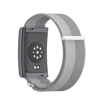 For Amazfit Helio Strap Metal Ring Two Sections Nylon Hook and Loop Fastener Watch Band(Phantom Silver) - Watch Bands by buy2fix | Online Shopping UK | buy2fix