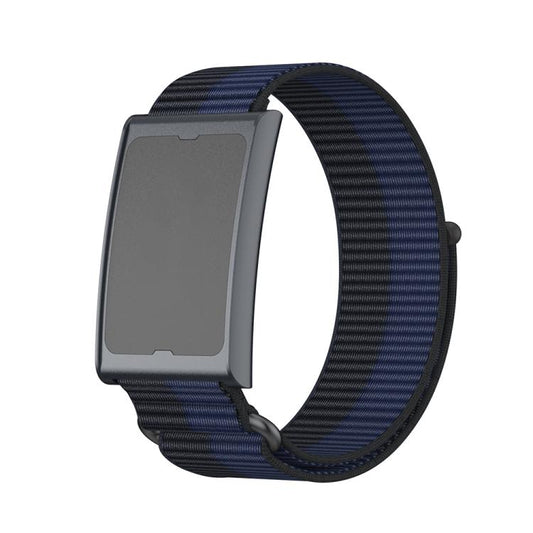 For Amazfit Helio Strap Metal Ring Two Sections Nylon Hook and Loop Fastener Watch Band(Deep Ocean Blue) - Watch Bands by buy2fix | Online Shopping UK | buy2fix