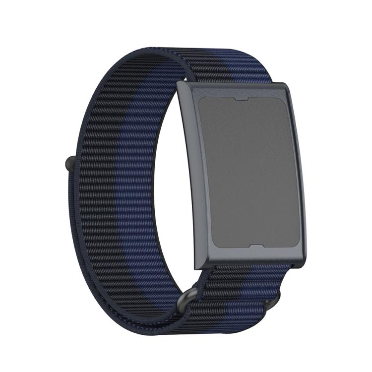 For Amazfit Helio Strap Metal Ring Two Sections Nylon Hook and Loop Fastener Watch Band(Deep Ocean Blue) - Watch Bands by buy2fix | Online Shopping UK | buy2fix