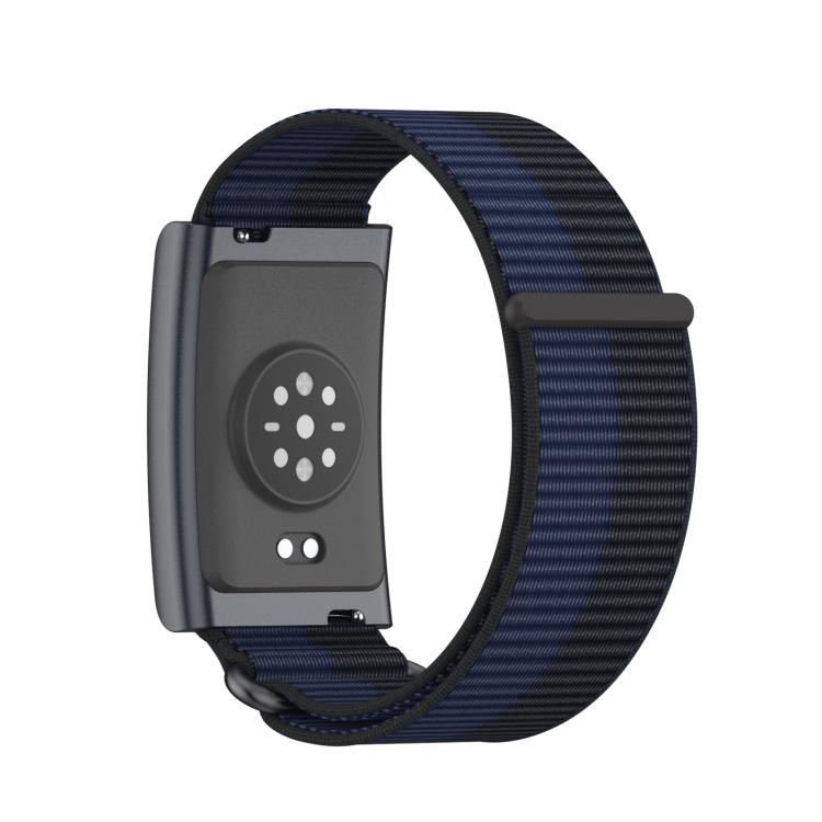 For Amazfit Helio Strap Metal Ring Two Sections Nylon Hook and Loop Fastener Watch Band(Deep Ocean Blue) - Watch Bands by buy2fix | Online Shopping UK | buy2fix