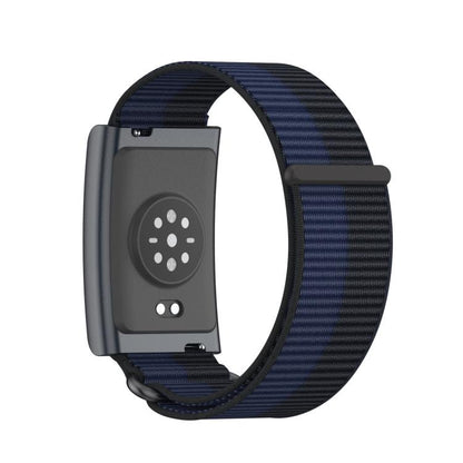 For Amazfit Helio Strap Metal Ring Two Sections Nylon Hook and Loop Fastener Watch Band(Deep Ocean Blue) - Watch Bands by buy2fix | Online Shopping UK | buy2fix