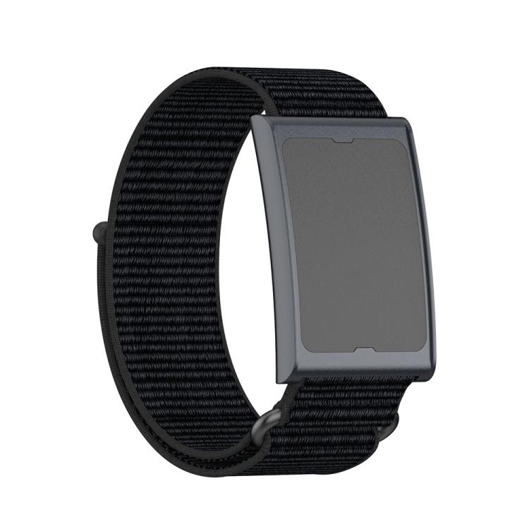 For Amazfit Helio Strap Metal Ring Two Sections Nylon Hook and Loop Fastener Watch Band(Deep Black) - Watch Bands by buy2fix | Online Shopping UK | buy2fix
