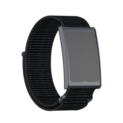 For Amazfit Helio Strap Metal Ring Two Sections Nylon Hook and Loop Fastener Watch Band(Deep Black) - Watch Bands by buy2fix | Online Shopping UK | buy2fix