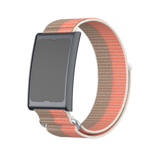 For Amazfit Helio Strap Metal Ring Two Sections Nylon Hook and Loop Fastener Watch Band(Teak Pink) - Watch Bands by buy2fix | Online Shopping UK | buy2fix