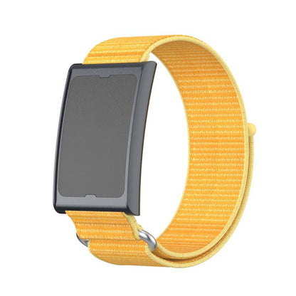 For Amazfit Helio Strap Metal Ring Two Sections Nylon Hook and Loop Fastener Watch Band(Pale Yellow) - Watch Bands by buy2fix | Online Shopping UK | buy2fix