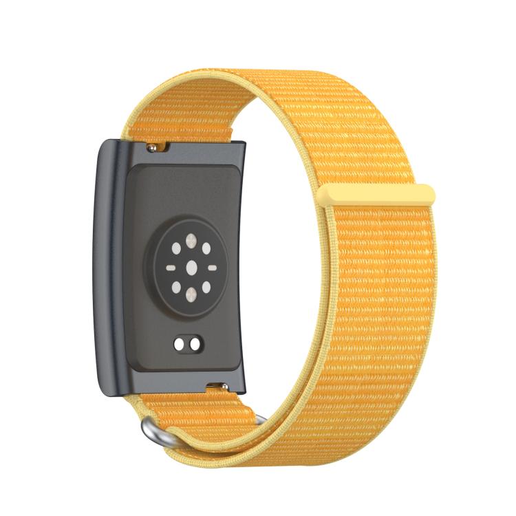 For Amazfit Helio Strap Metal Ring Two Sections Nylon Hook and Loop Fastener Watch Band(Pale Yellow) - Watch Bands by buy2fix | Online Shopping UK | buy2fix