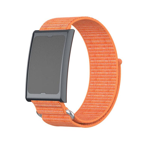 For Amazfit Helio Strap Metal Ring Two Sections Nylon Hook and Loop Fastener Watch Band(Bright Orange) - Watch Bands by buy2fix | Online Shopping UK | buy2fix