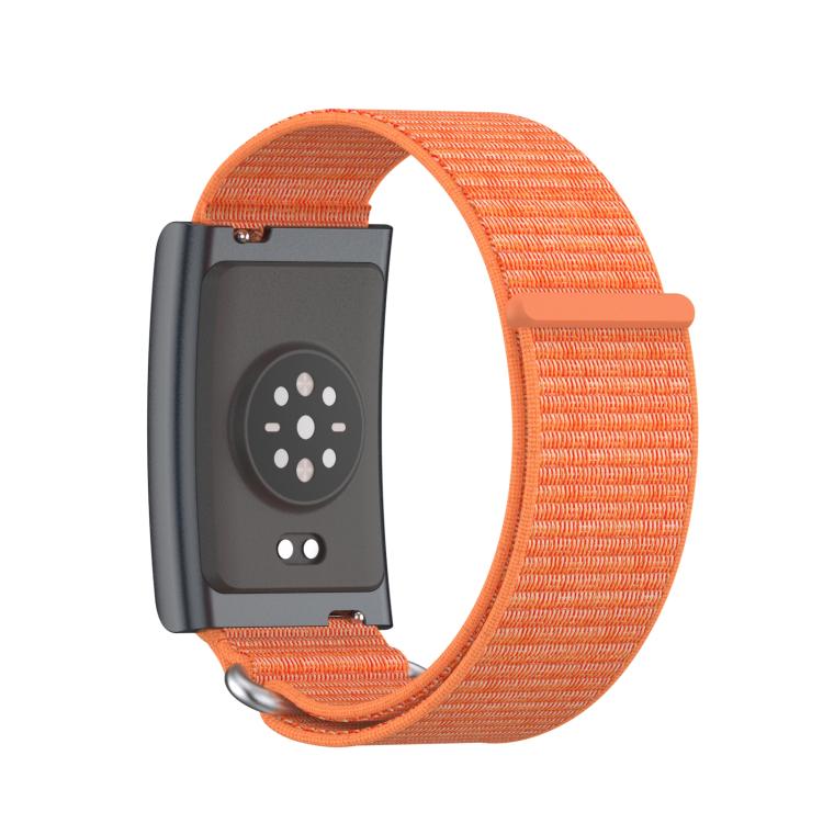 For Amazfit Helio Strap Metal Ring Two Sections Nylon Hook and Loop Fastener Watch Band(Bright Orange) - Watch Bands by buy2fix | Online Shopping UK | buy2fix