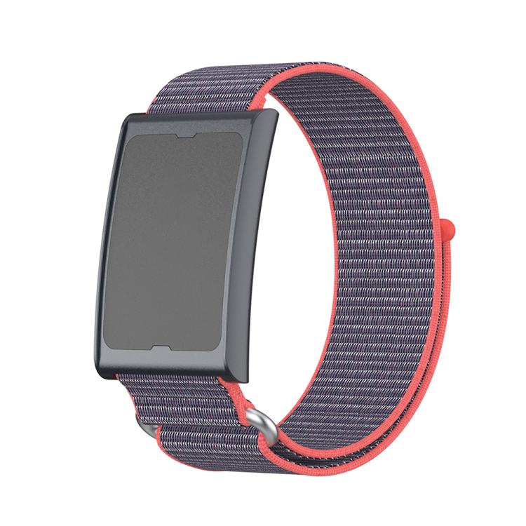 For Amazfit Helio Strap Metal Ring Two Sections Nylon Hook and Loop Fastener Watch Band(Glossy Pink) - Watch Bands by buy2fix | Online Shopping UK | buy2fix