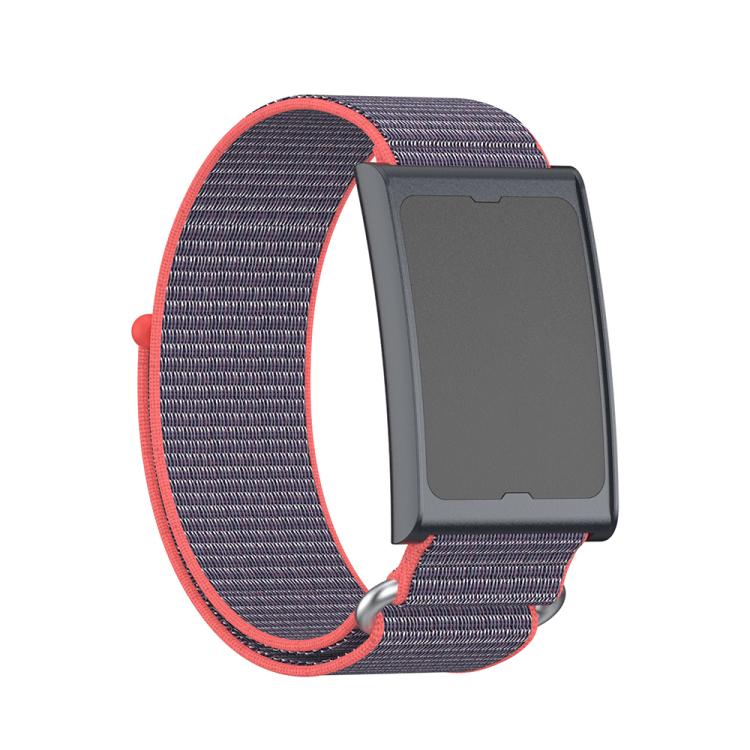 For Amazfit Helio Strap Metal Ring Two Sections Nylon Hook and Loop Fastener Watch Band(Glossy Pink) - Watch Bands by buy2fix | Online Shopping UK | buy2fix