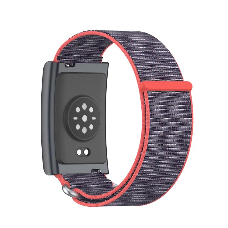 For Amazfit Helio Strap Metal Ring Two Sections Nylon Hook and Loop Fastener Watch Band(Glossy Pink) - Watch Bands by buy2fix | Online Shopping UK | buy2fix