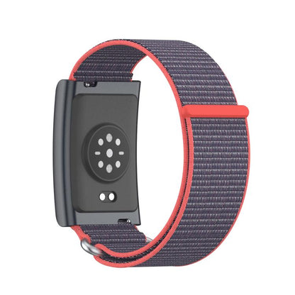 For Amazfit Helio Strap Metal Ring Two Sections Nylon Hook and Loop Fastener Watch Band(Glossy Pink) - Watch Bands by buy2fix | Online Shopping UK | buy2fix
