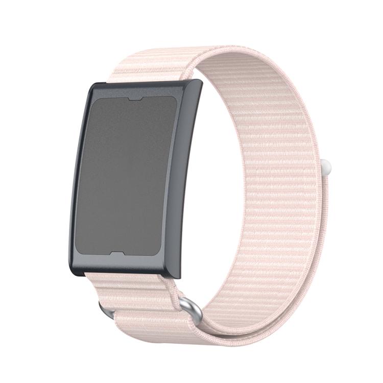 For Amazfit Helio Strap Metal Ring Two Sections Nylon Hook and Loop Fastener Watch Band(Pearl Pink) - Watch Bands by buy2fix | Online Shopping UK | buy2fix