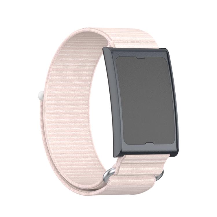For Amazfit Helio Strap Metal Ring Two Sections Nylon Hook and Loop Fastener Watch Band(Pearl Pink) - Watch Bands by buy2fix | Online Shopping UK | buy2fix