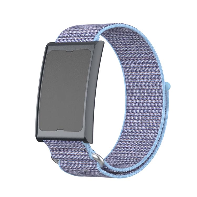 For Amazfit Helio Strap Metal Ring Two Sections Nylon Hook and Loop Fastener Watch Band(Azure Blue) - Watch Bands by buy2fix | Online Shopping UK | buy2fix