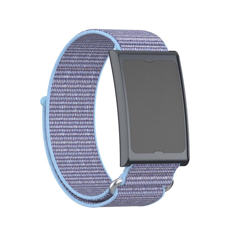 For Amazfit Helio Strap Metal Ring Two Sections Nylon Hook and Loop Fastener Watch Band(Azure Blue) - Watch Bands by buy2fix | Online Shopping UK | buy2fix
