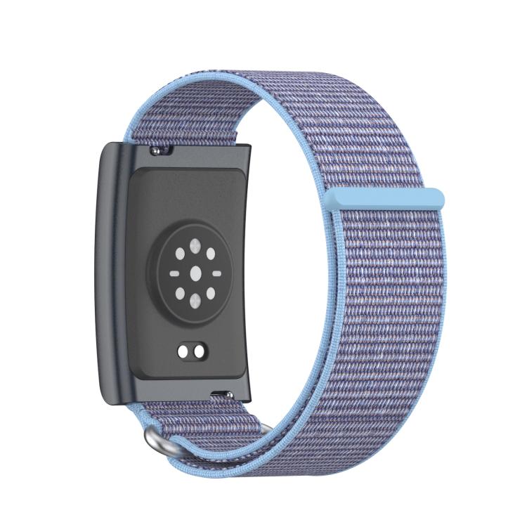 For Amazfit Helio Strap Metal Ring Two Sections Nylon Hook and Loop Fastener Watch Band(Azure Blue) - Watch Bands by buy2fix | Online Shopping UK | buy2fix