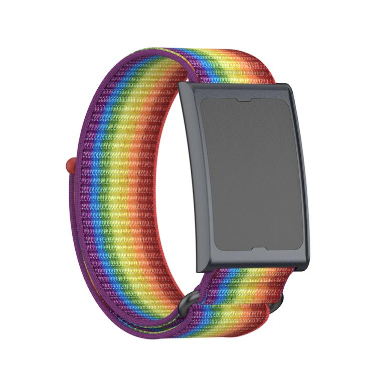 For Amazfit Helio Strap Metal Ring Two Sections Nylon Hook and Loop Fastener Watch Band(Rainbow) - Watch Bands by buy2fix | Online Shopping UK | buy2fix
