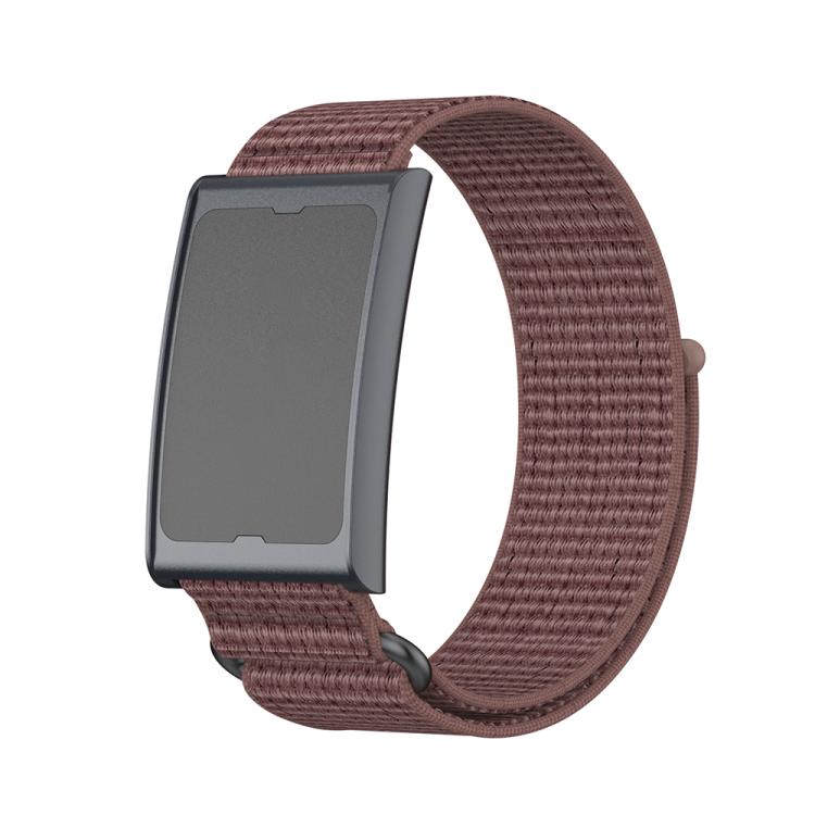 For Amazfit Helio Strap Metal Ring Two Sections Nylon Hook and Loop Fastener Watch Band(Smokey Purple) - Watch Bands by buy2fix | Online Shopping UK | buy2fix