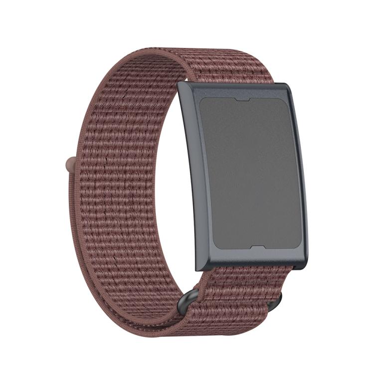 For Amazfit Helio Strap Metal Ring Two Sections Nylon Hook and Loop Fastener Watch Band(Smokey Purple) - Watch Bands by buy2fix | Online Shopping UK | buy2fix
