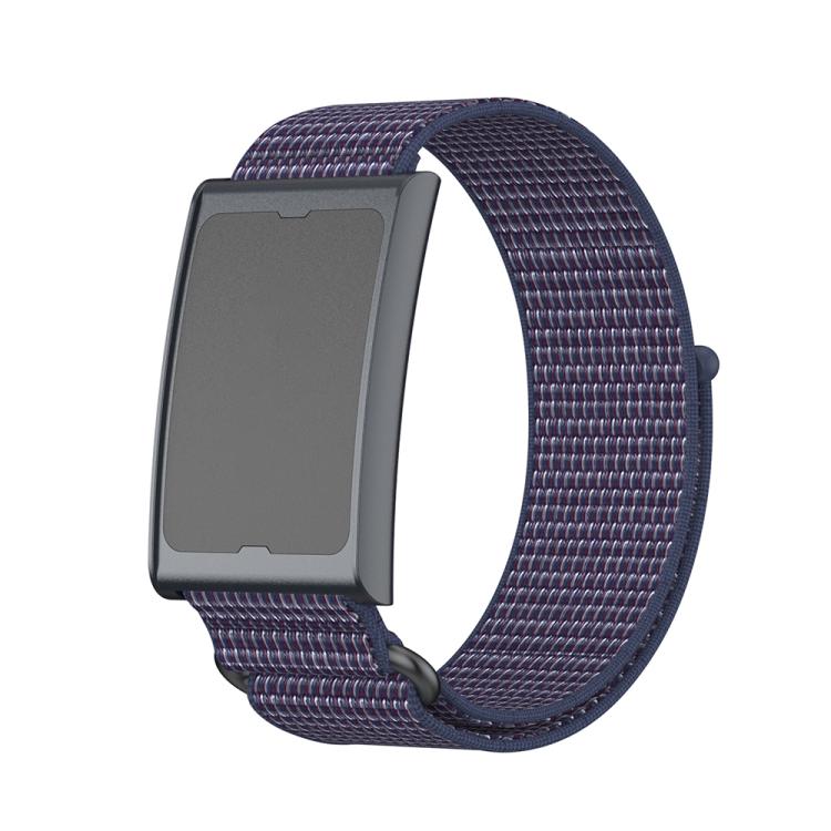 For Amazfit Helio Strap Metal Ring Two Sections Nylon Hook and Loop Fastener Watch Band(Indigo) - Watch Bands by buy2fix | Online Shopping UK | buy2fix