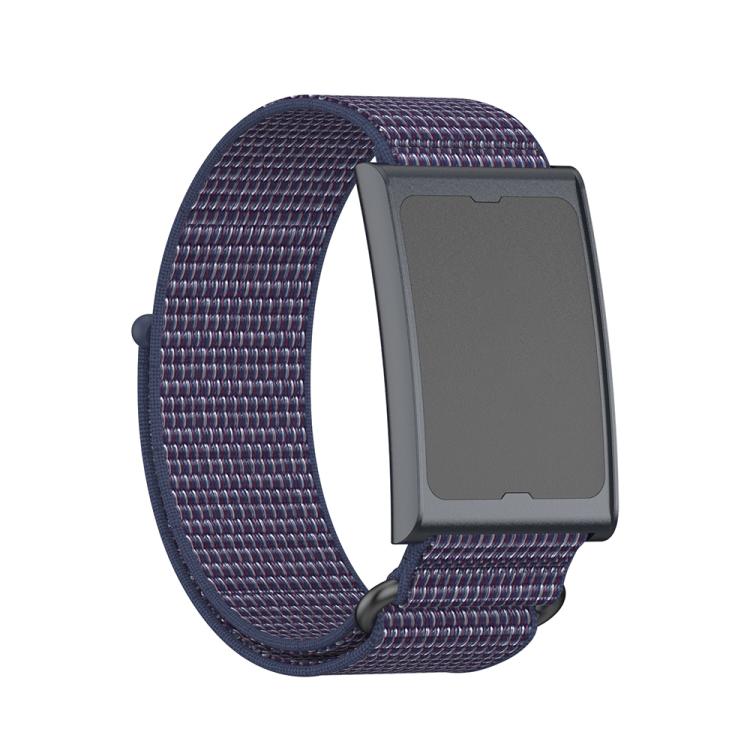 For Amazfit Helio Strap Metal Ring Two Sections Nylon Hook and Loop Fastener Watch Band(Indigo) - Watch Bands by buy2fix | Online Shopping UK | buy2fix